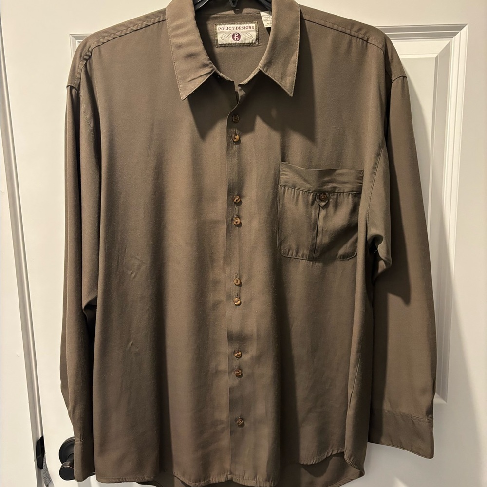 Olive Green shirt by Policy Designs size L